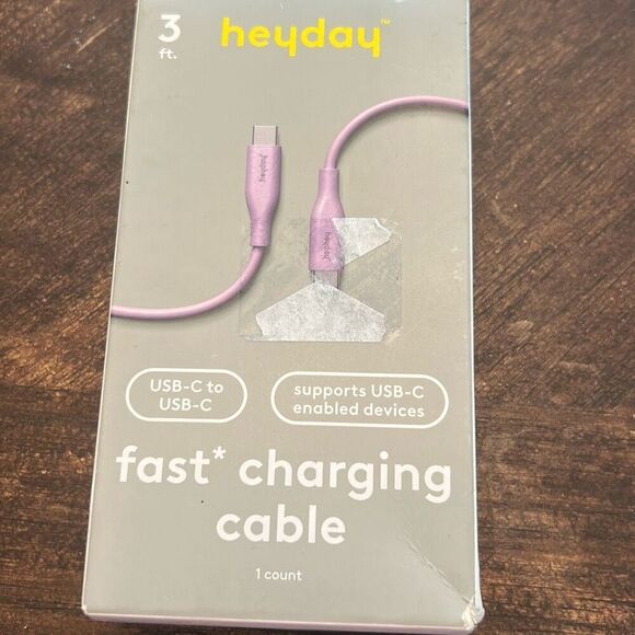 Heyday 3 Ft. Fast Charging Cable USB-C To USB-C PURPLE ~ NEW - Picture 1 of 4